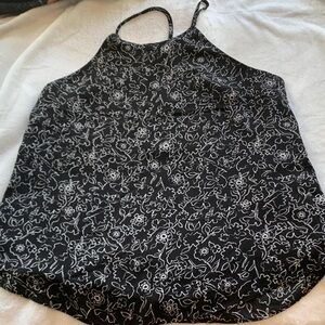 RW&CO. Black and White Floral Tank Top